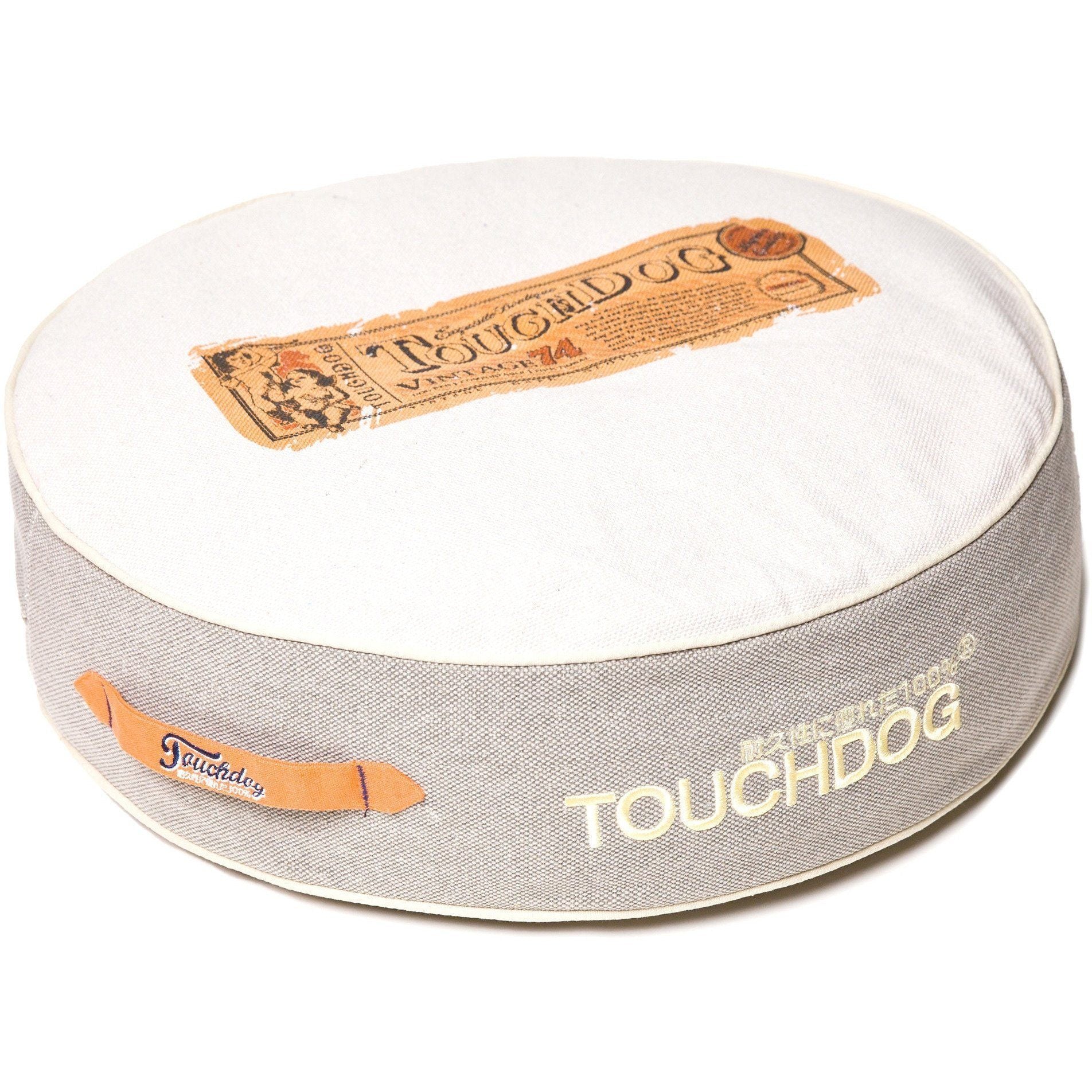 Touchdog ® 'Surround-View' Original Classical Denim Rounded Designer Dog Bed Grey, Beige White