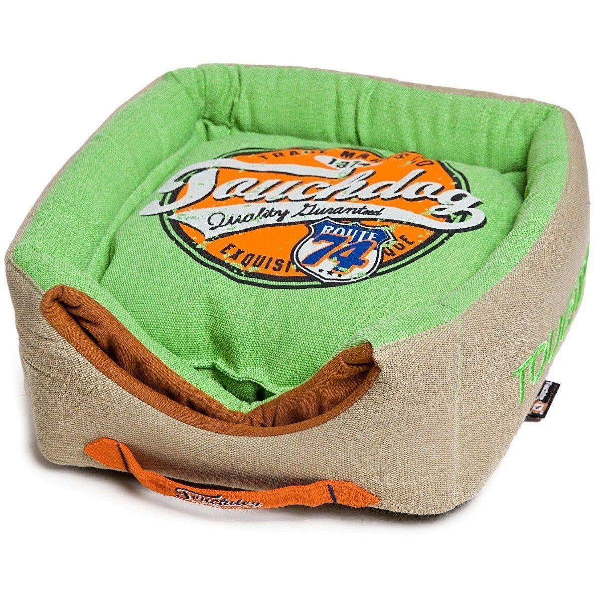 Touchdog ® 'Vintage Squared' 2-in-1 Convertible and Collapsible Dog and Cat Bed Mint Green, Khaki