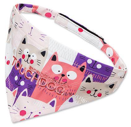 Touchdog ®'Head-Popper' Fashion Designer Printed Hook-and-Loop Dog Bandana Pink Small