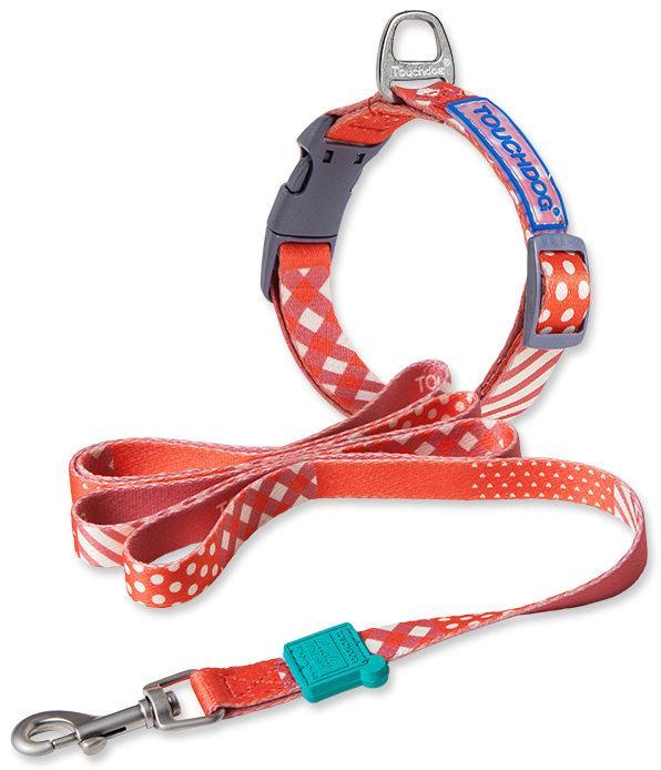Touchdog ®'Trendzy' 2-in-1 Matching Fashion Designer Printed Dog Leash and Collar Red Small