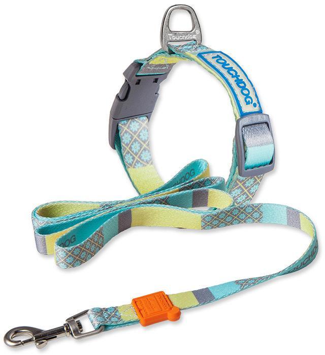 Touchdog ®'Trendzy' 2-in-1 Matching Fashion Designer Printed Dog Leash and Collar Blue Small