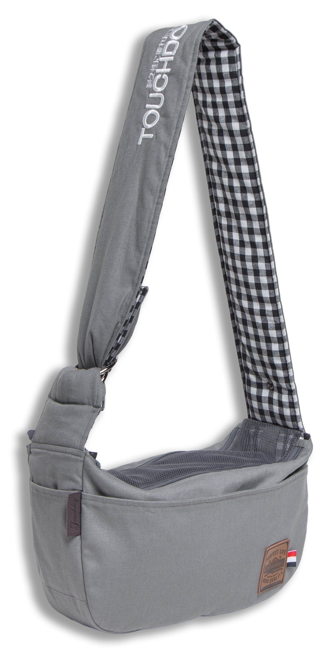 Touchdog 'Toga Bark' Over-The-Shoulder Hands-Free Pet Carrier Gray