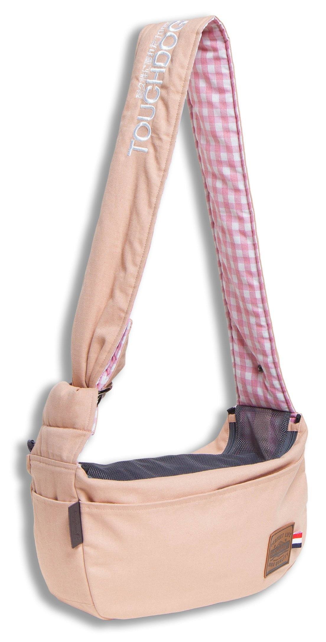 Touchdog 'Toga Bark' Over-The-Shoulder Hands-Free Pet Carrier Peach