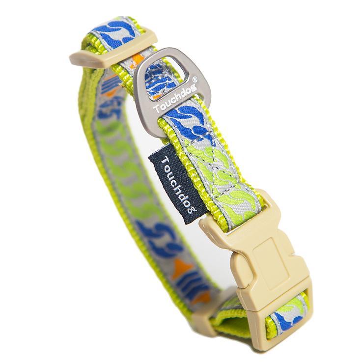 Touchdog Tough Stitched Durable Embroidered Collar and Leash - Yellow Medium