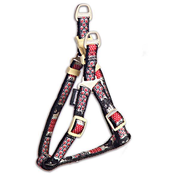 Touchdog Tough Stitched Durable Embroidered Leash and Harness - Black Medium