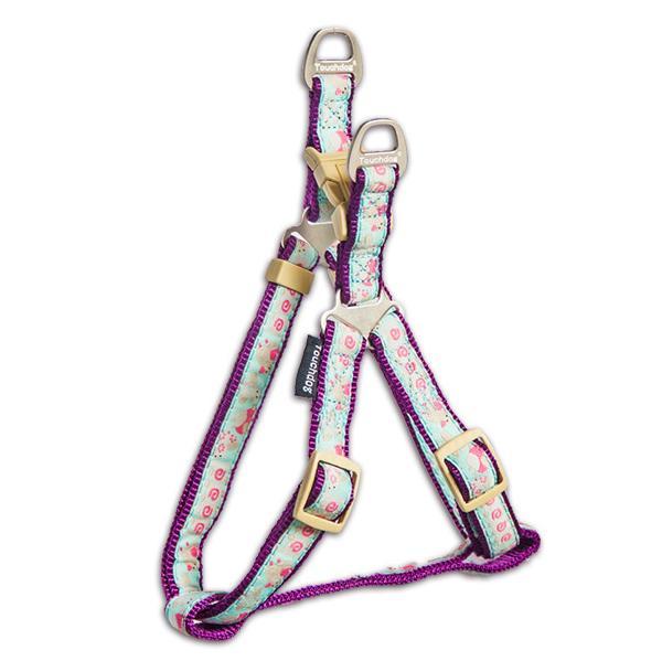 Touchdog Tough Stitched Durable Embroidered Leash and Harness - Blue Medium