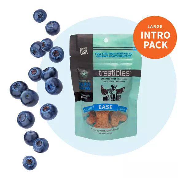 Treatibles Introductory Size Blueberry Hard Chews 1mg (14 ct) Hard Chew Dog Supplements - 1 oz Bag