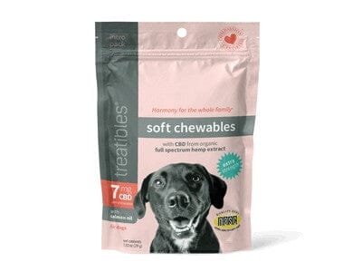 Treatibles Introductory Size Canine Extra Strength Soft Chews (12 ct) Pouch 7mg CBD Soft Chew Dog Supplement