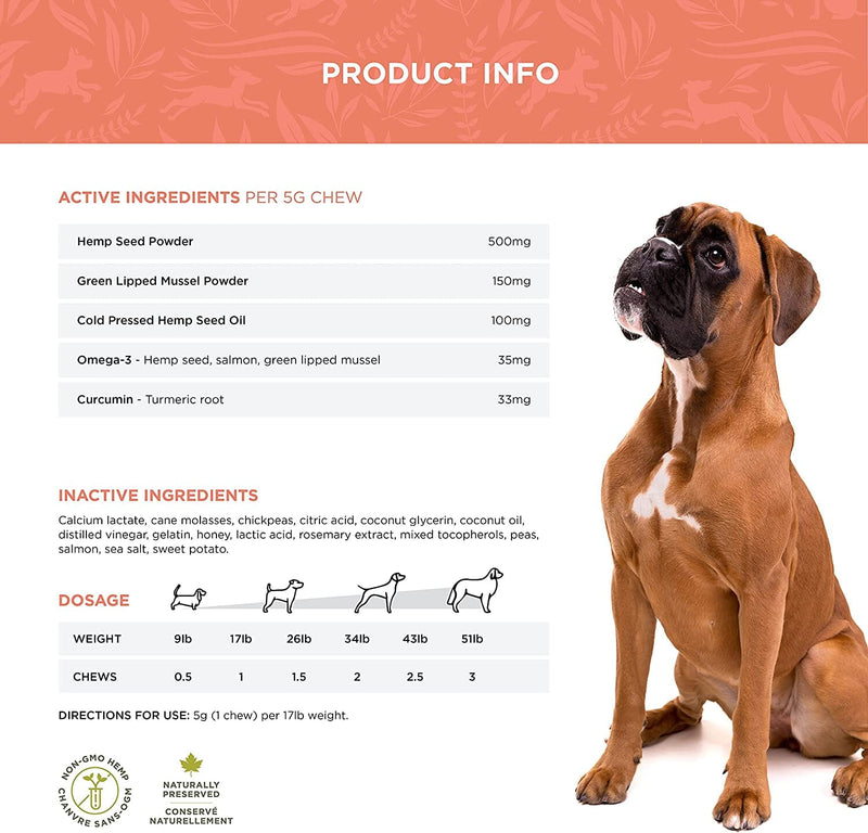 True Leaf Hip + Joint Support Hemp Seed Chews Dog Joint Care 7 Oz Pet Life