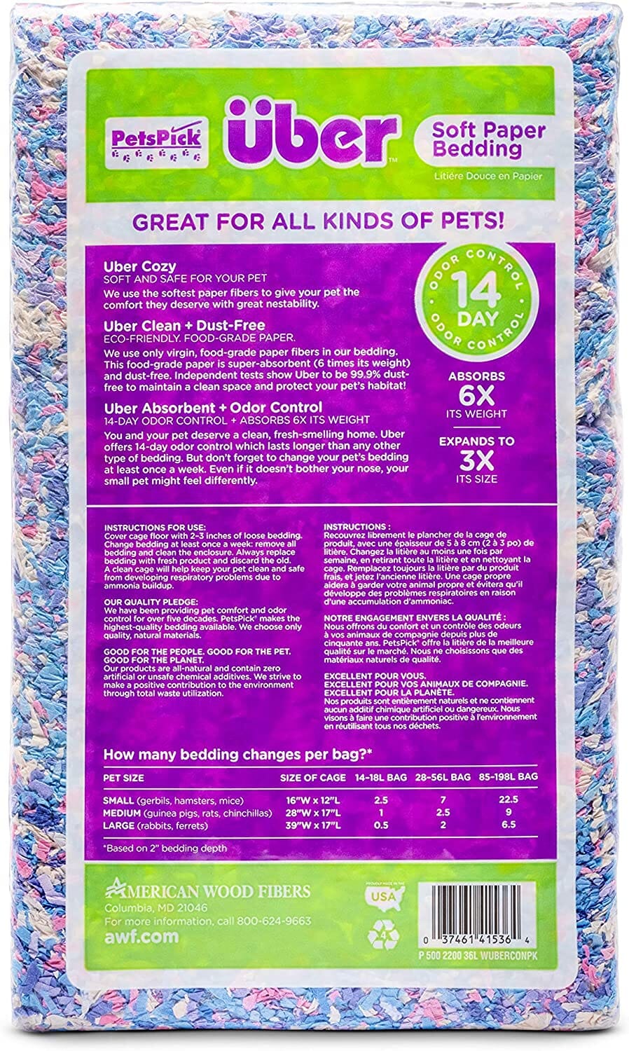 Uber Soft Paper Pet Bedding - Confetti - 36 L