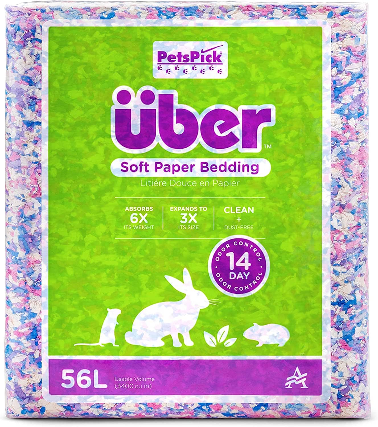 Uber Soft Paper Pet Bedding - Confetti - 56 L
