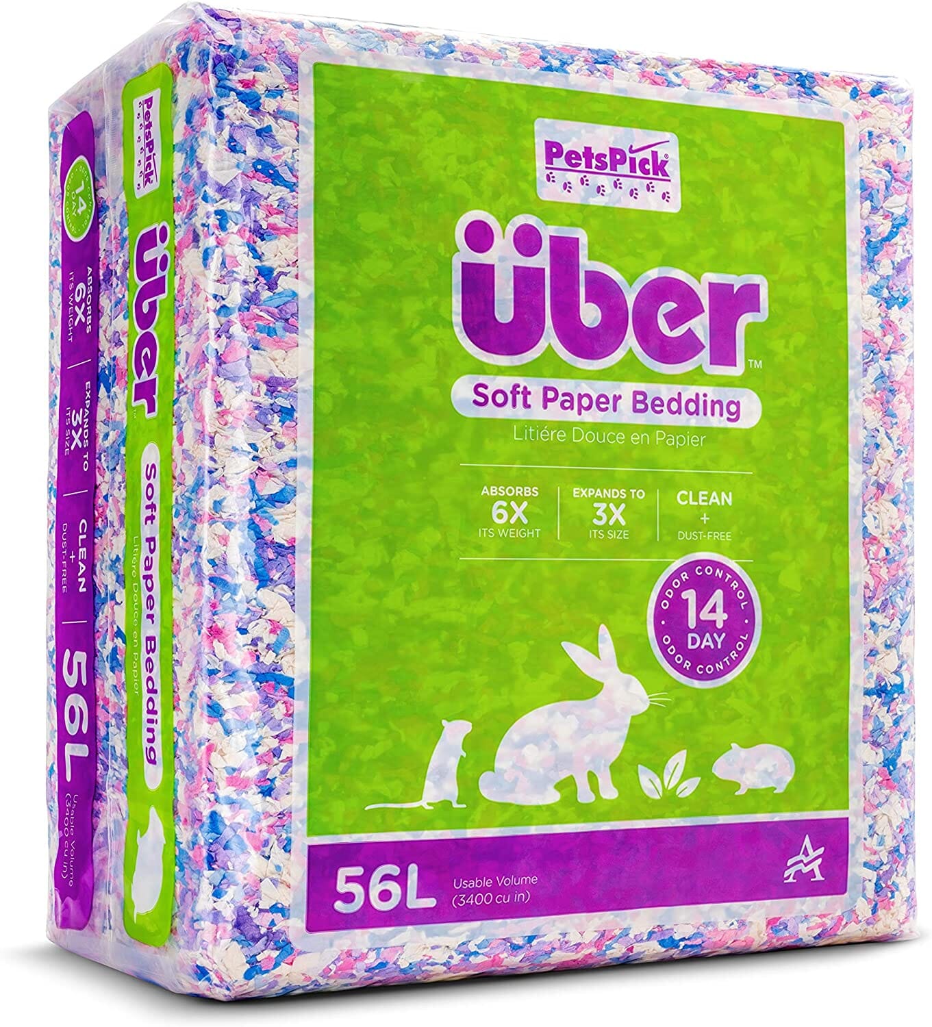 Uber Soft Paper Pet Bedding - Confetti - 56 L