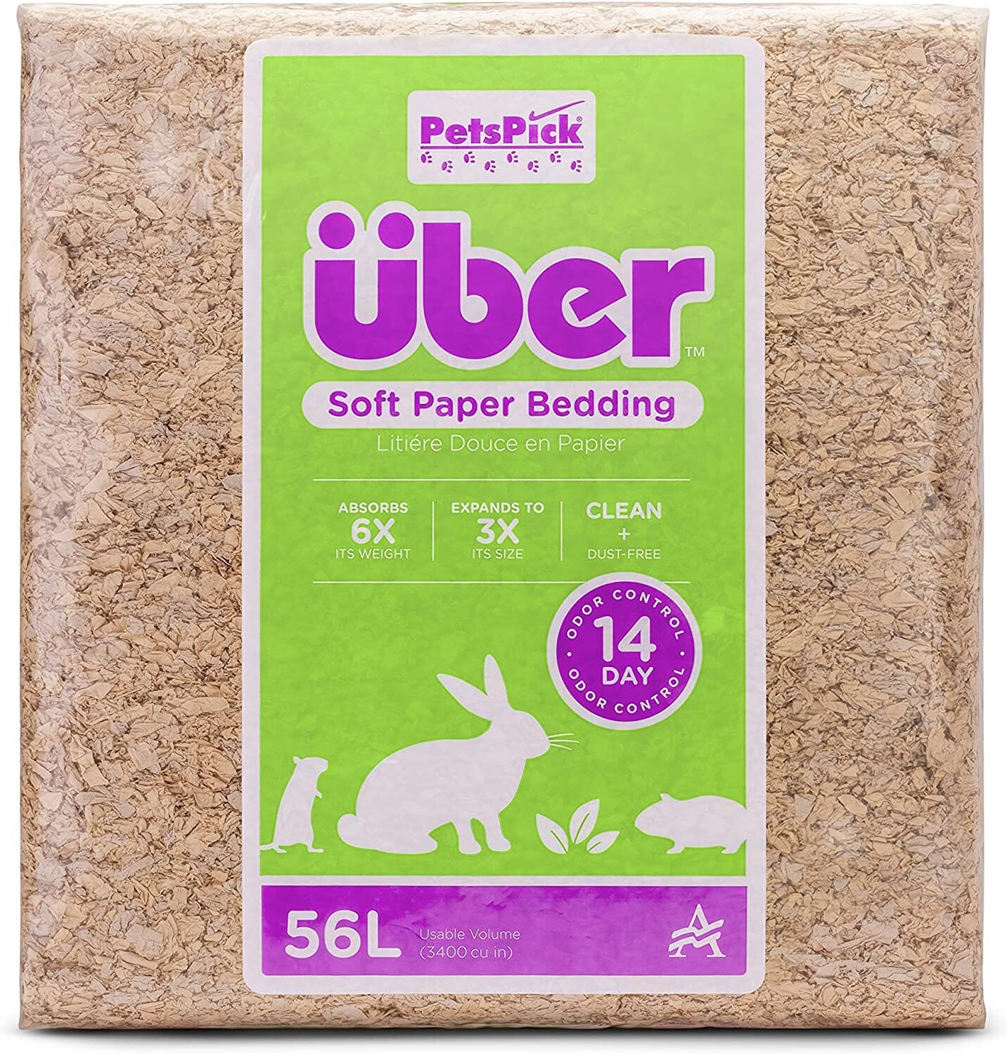 Uber Soft Paper Pet Bedding - Natural - 56 L