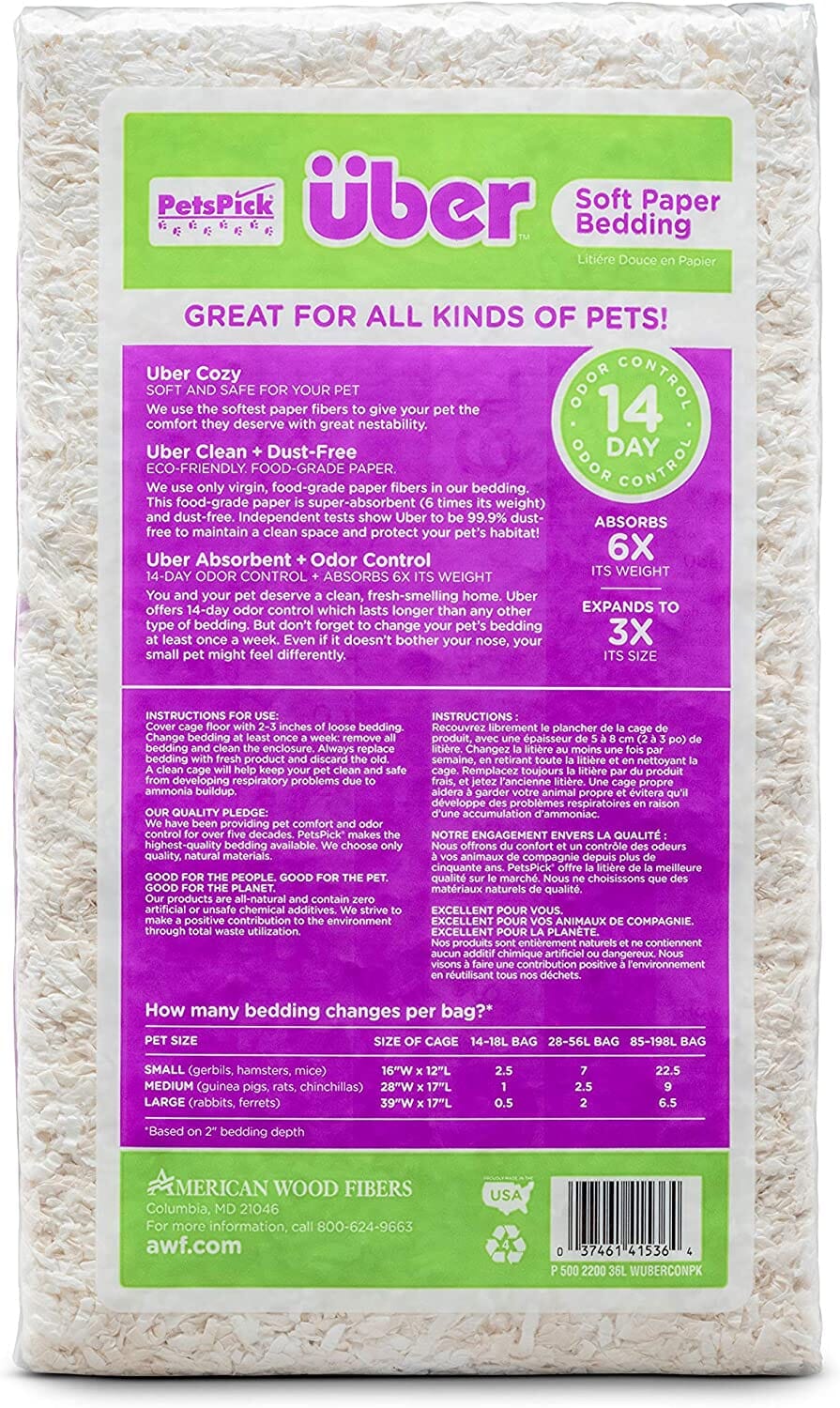 Uber Soft Paper Pet Bedding - White - 36 L