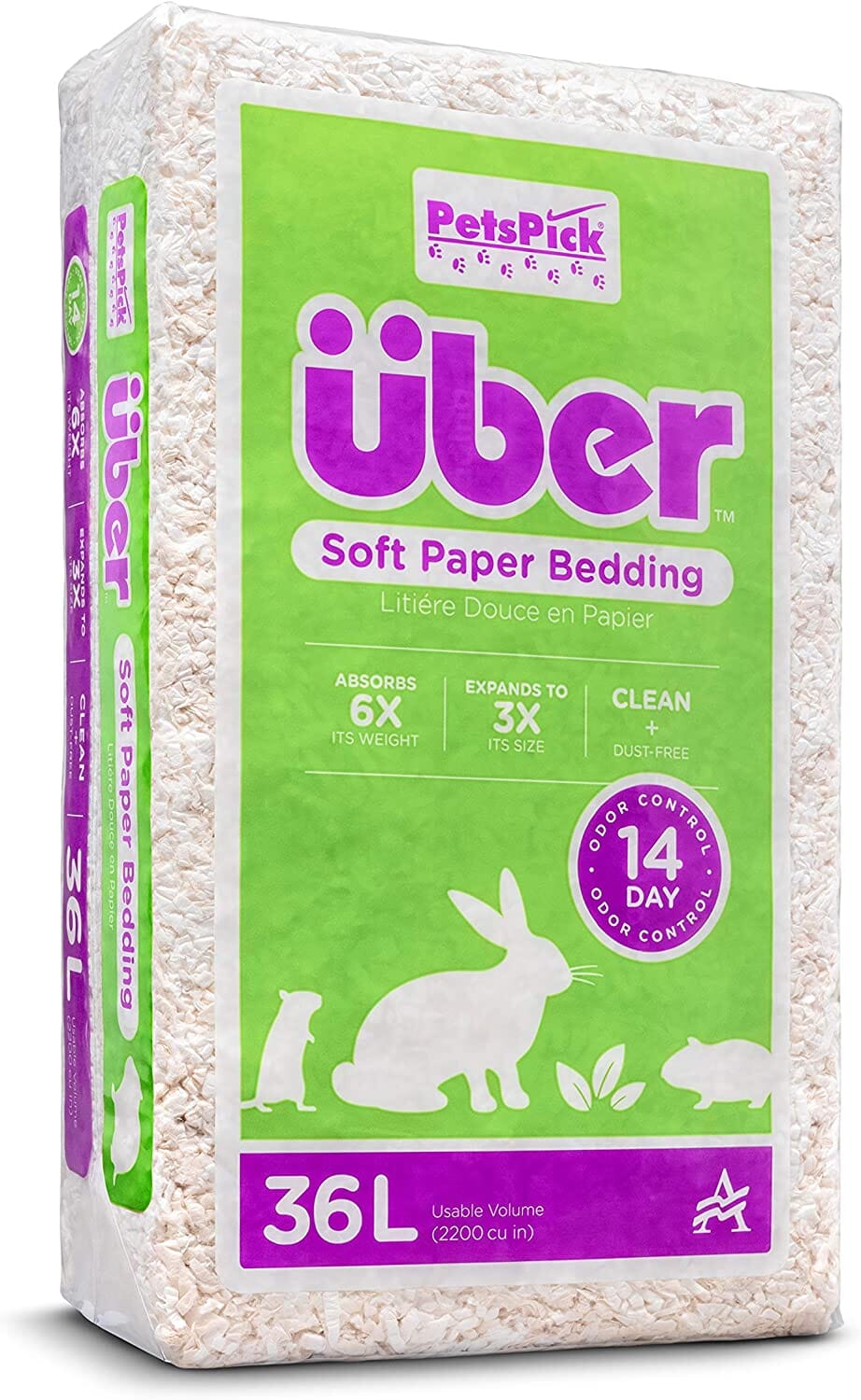 Uber Soft Paper Pet Bedding - White - 36 L