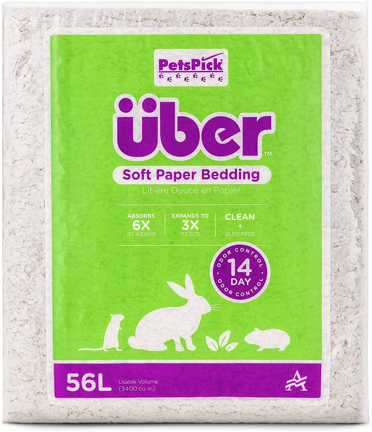 Uber Soft Paper Pet Bedding - White - 56 L