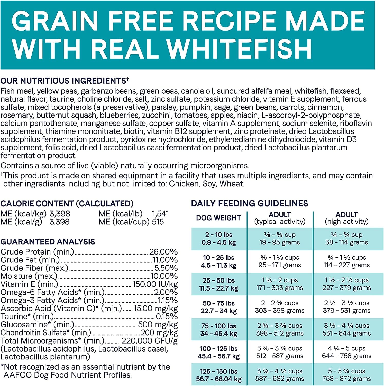 Under The Sun Grain-Free Dry Dog Food - Whitefish - 23.5 Lbs