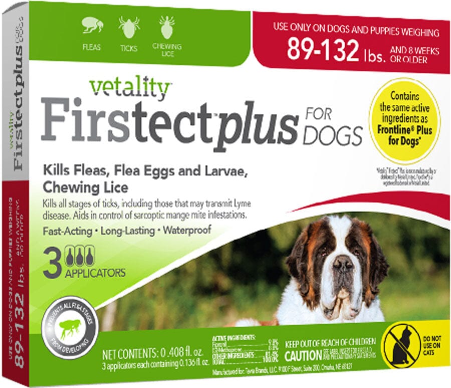 Vetality Firstect Plus Flea and Tick for Dogs - 89 - 132 Lbs - 3 Pack