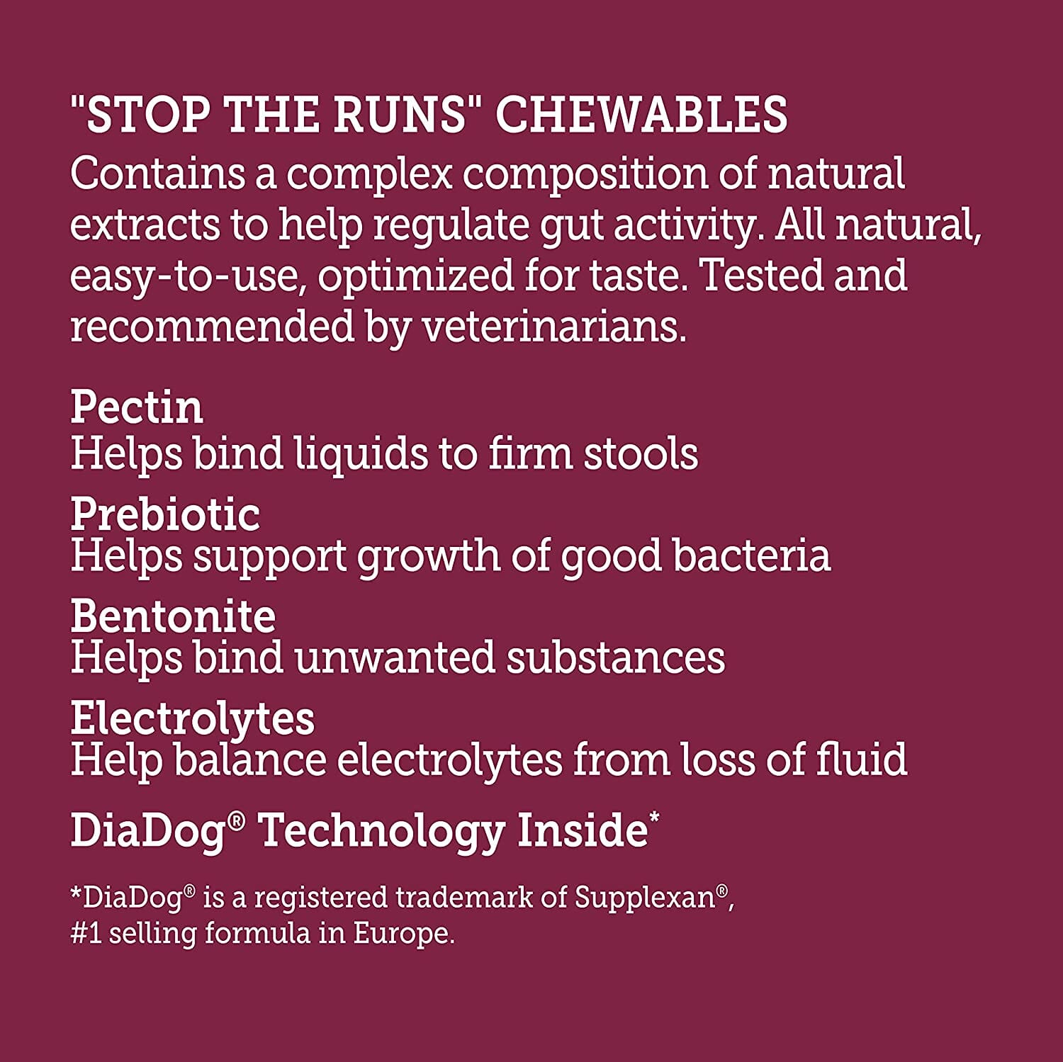 Vetality Stop The Runs Chewables for Dogs - 6 Count