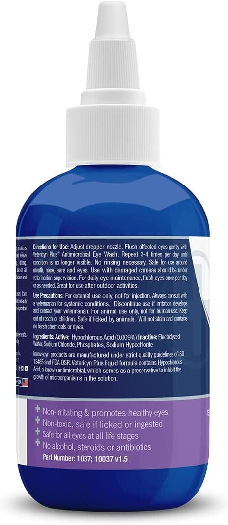 Vetericyn Plus Antimicrobial Eye Wash Dog Eye Care - 3 Oz