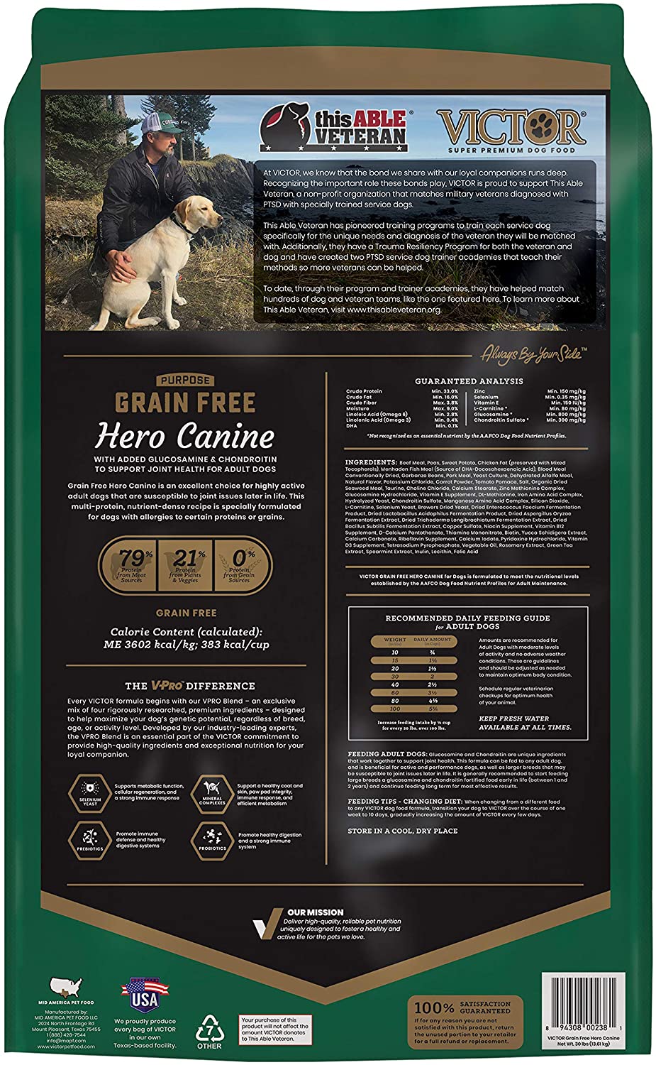 Victor Grain Free Hero Formula Dry Dog Food - 30 lb Bag  
