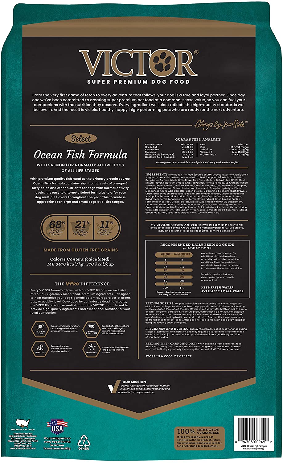 Victor Select Oceanfish Formula Dry Dog Food - 40 lb Bag