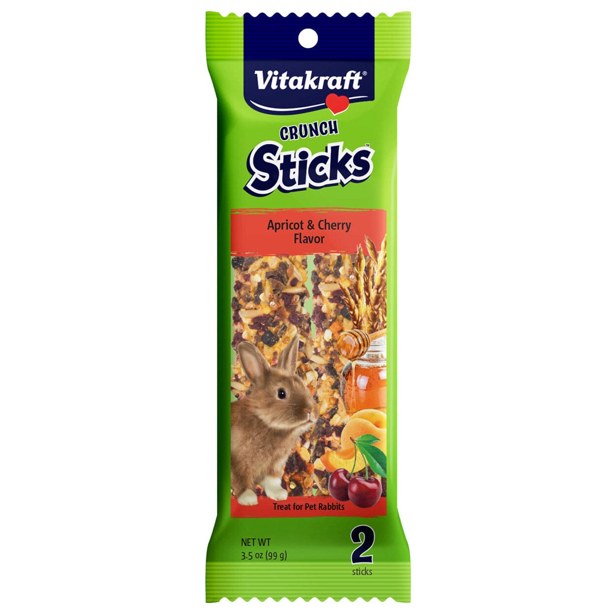 Vitakraft Crunch Sticks - Apricot & Cherry Flavor Rabbit Treat - 3.5 oz