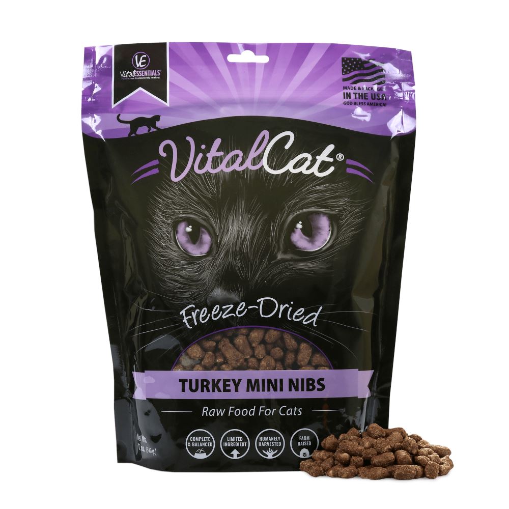 Vital Essentials Grain Free Turkey Mini Nibs Freeze Dried Raw Food for Cats