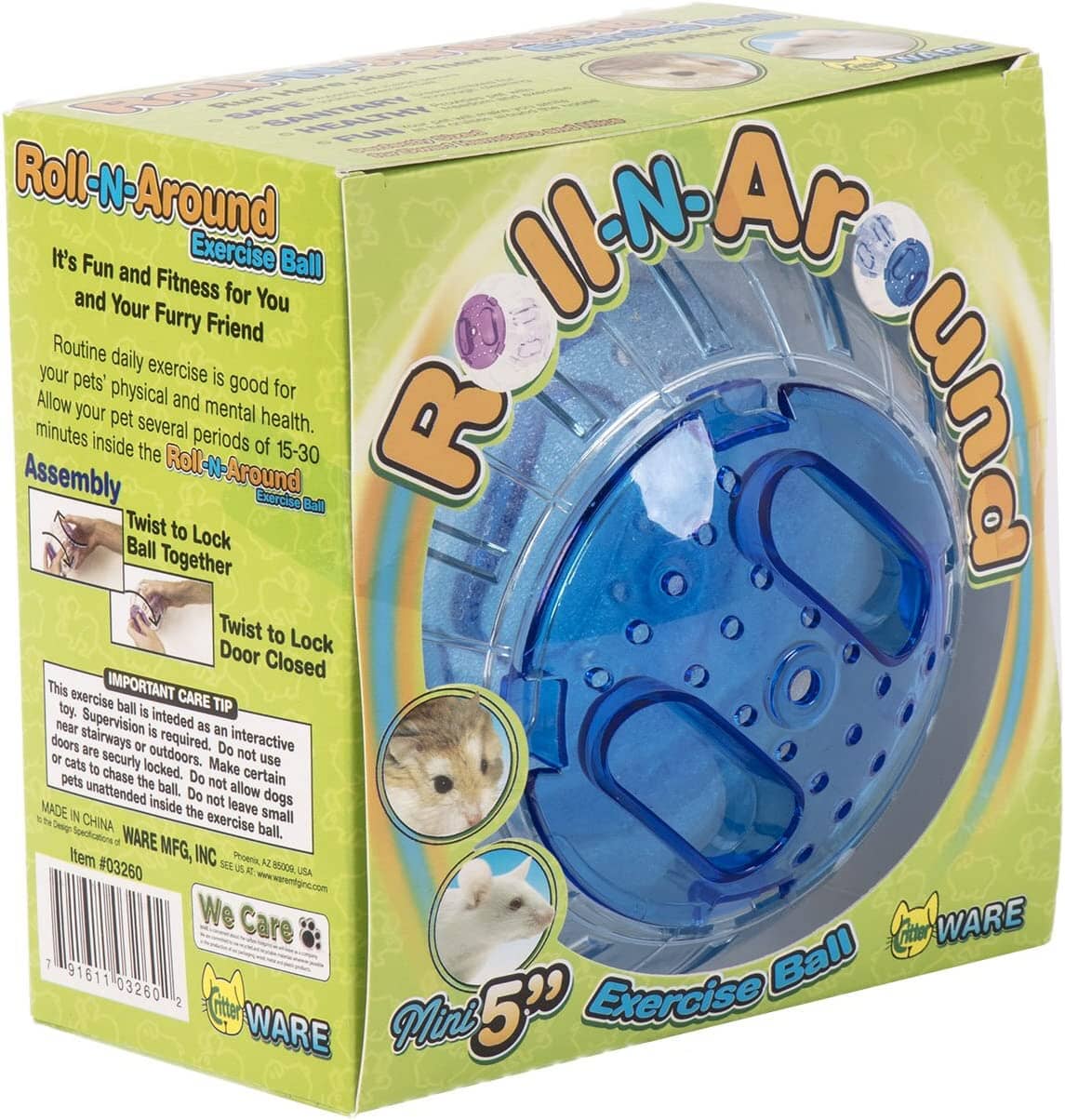 Ware Roll-N-Around Small Animal Exercise Ball - Assorted - Mini