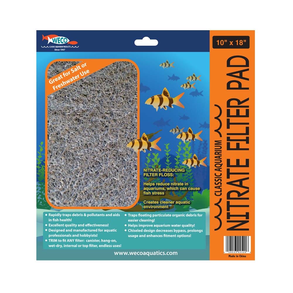 Weco Products Classic Aquarium Nitrate Filter Pad - Grey - 10 In X 18 in