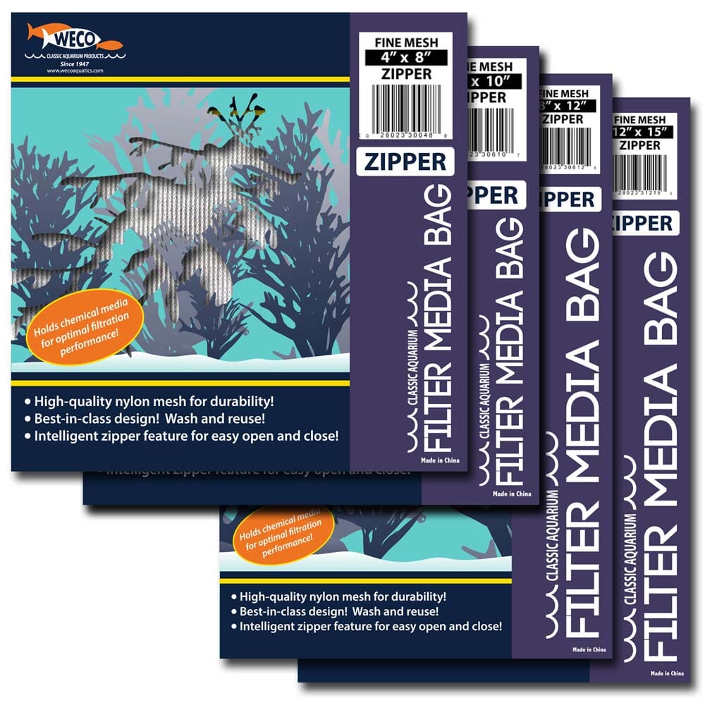 Weco Products Fine Mesh Zipper Filter Media Bag - White - 4 In X 8 in