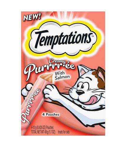 Whiskas Temptations Creamy Salmon Purree Cat Treats or Wet Cat