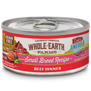 Whole Earth Farms Grain Free Small Breed Beef Dinner Canned Dog Food - 3 oz Cans - Case...