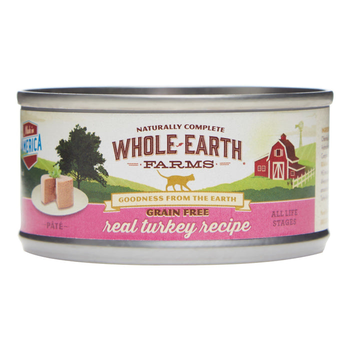 Whole Earth Farms Grain-Free Turkey Recipe Canned Cat Food - 2.75 oz Cans - Case of 24