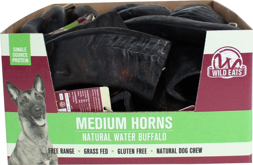 Wild Eats Water Buffalo Horn Natural Dog Chews - Buffalo - Medium - 22 Count