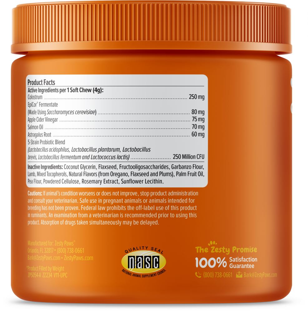 Zesty Paws Aller-Immune Bites for Seasonal Allergies Lamb Flavor Immune Function   Sensitive Skin & Gut Health for Dogs
