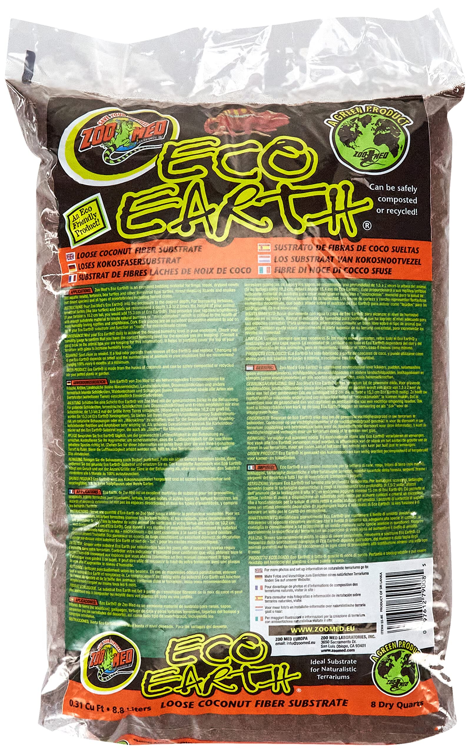 Zoo Med Laboratories Eco Earth™ Coconut Fiber Substrate - 8 Quartz  