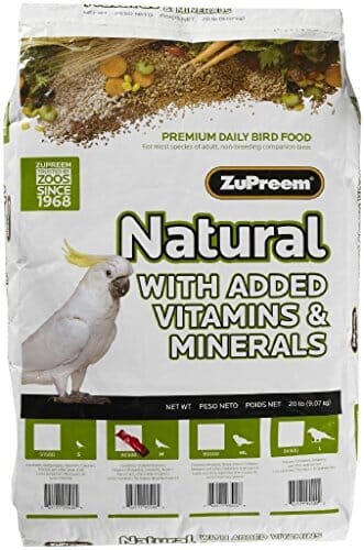 Zupreem Natural Diet Medium Cockatiel Bird Food - 20 Lbs