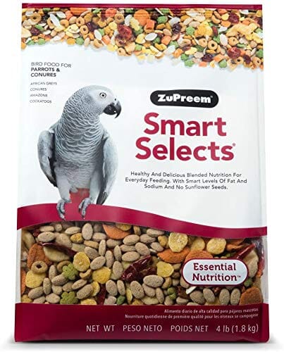 Zupreem Smart Selects Parrots & Conure Food Parrot Bird Food - 4 Lbs