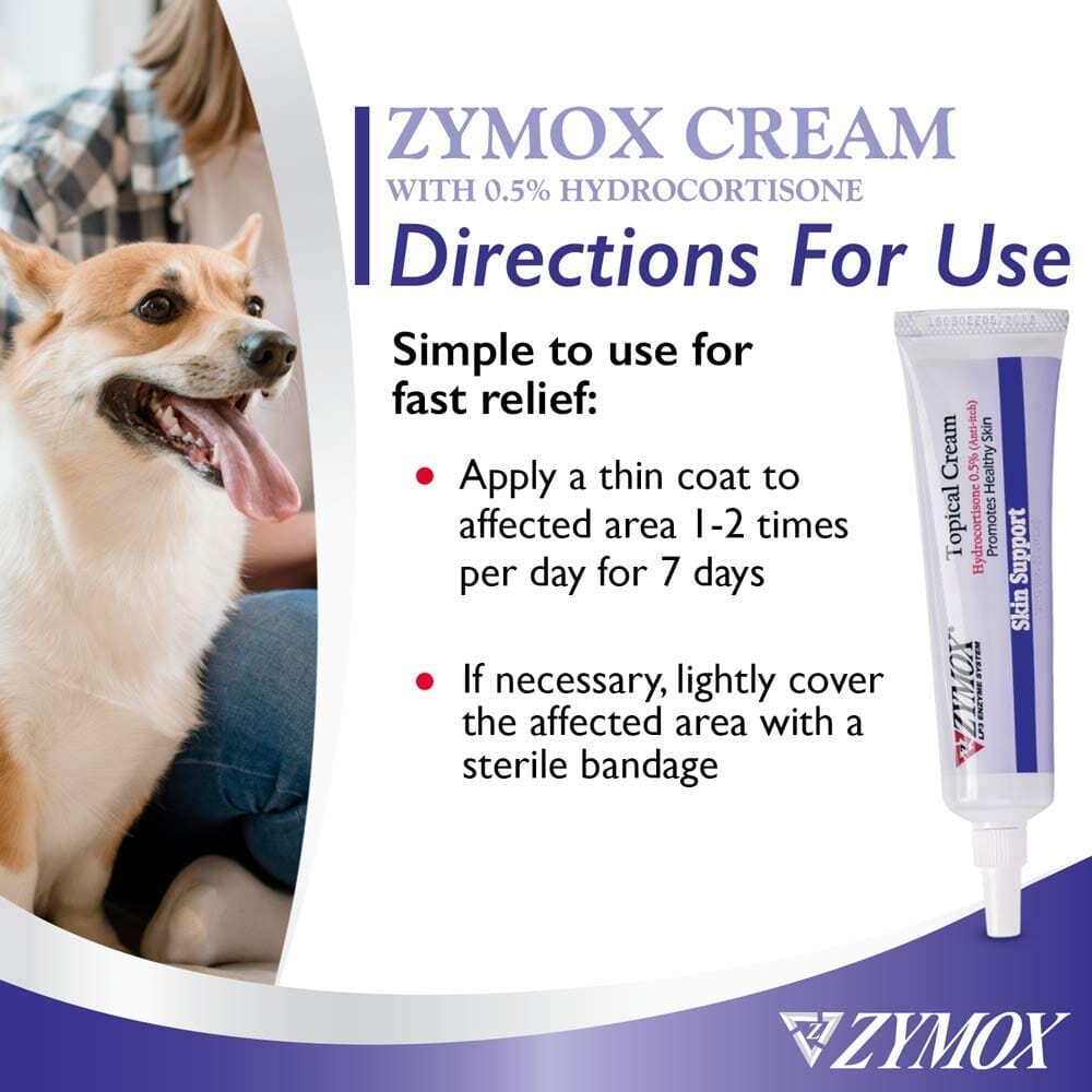 Zymox Pet Topical Cream with Hydrocortisone Dog Wound Care - 1 Oz