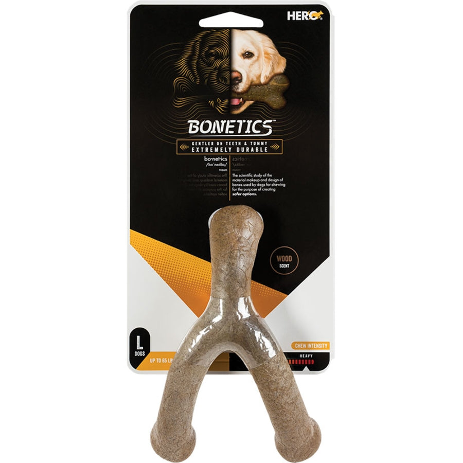 Hero Bonetics Wishbone Wood Scented Chew Dog Toy or Treat - Large