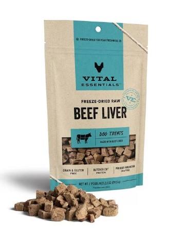 Vital Essentials Beef Liver Freeze-Dried Dog Treats - 2.1 Oz  