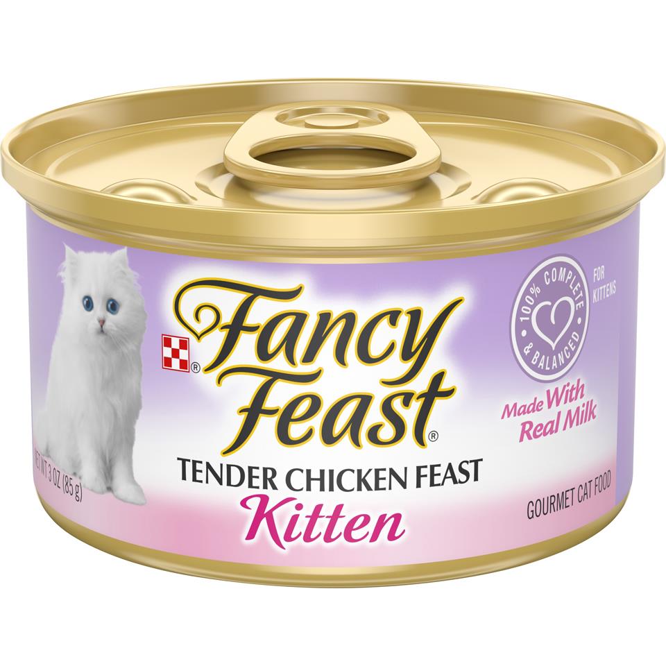 Purina Fancy Feast Grain-Free Tender Chicken Kitten Formula with Milk Pate Canned Cat Food - 3 Oz - Case of 24  