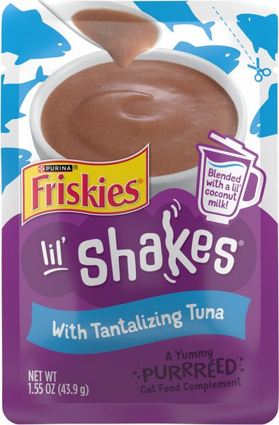 Purina Friskies Lil' Shakes Tuna Puree with Coconut Milk Wet Cat Food or Topper Pouch - 1.55 Oz - Case of 16