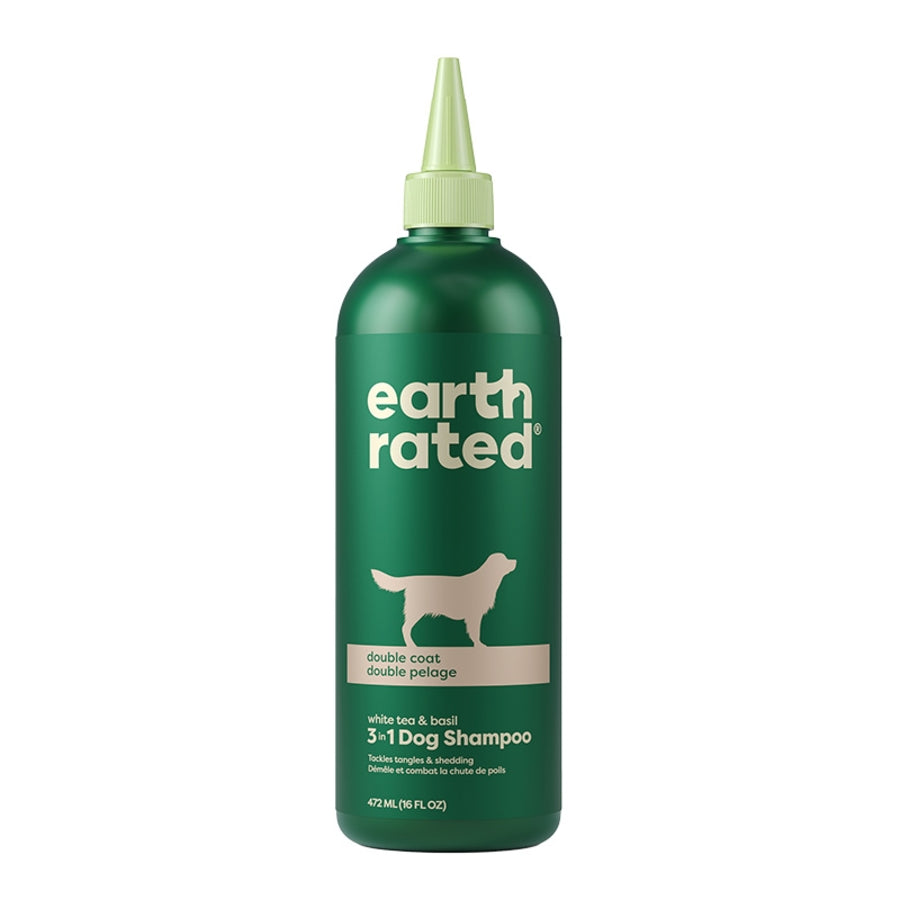 Earth Rated Double Coat 3-in-1 White Tea and Basil Fragrance Dog Shampoo - 16 Oz