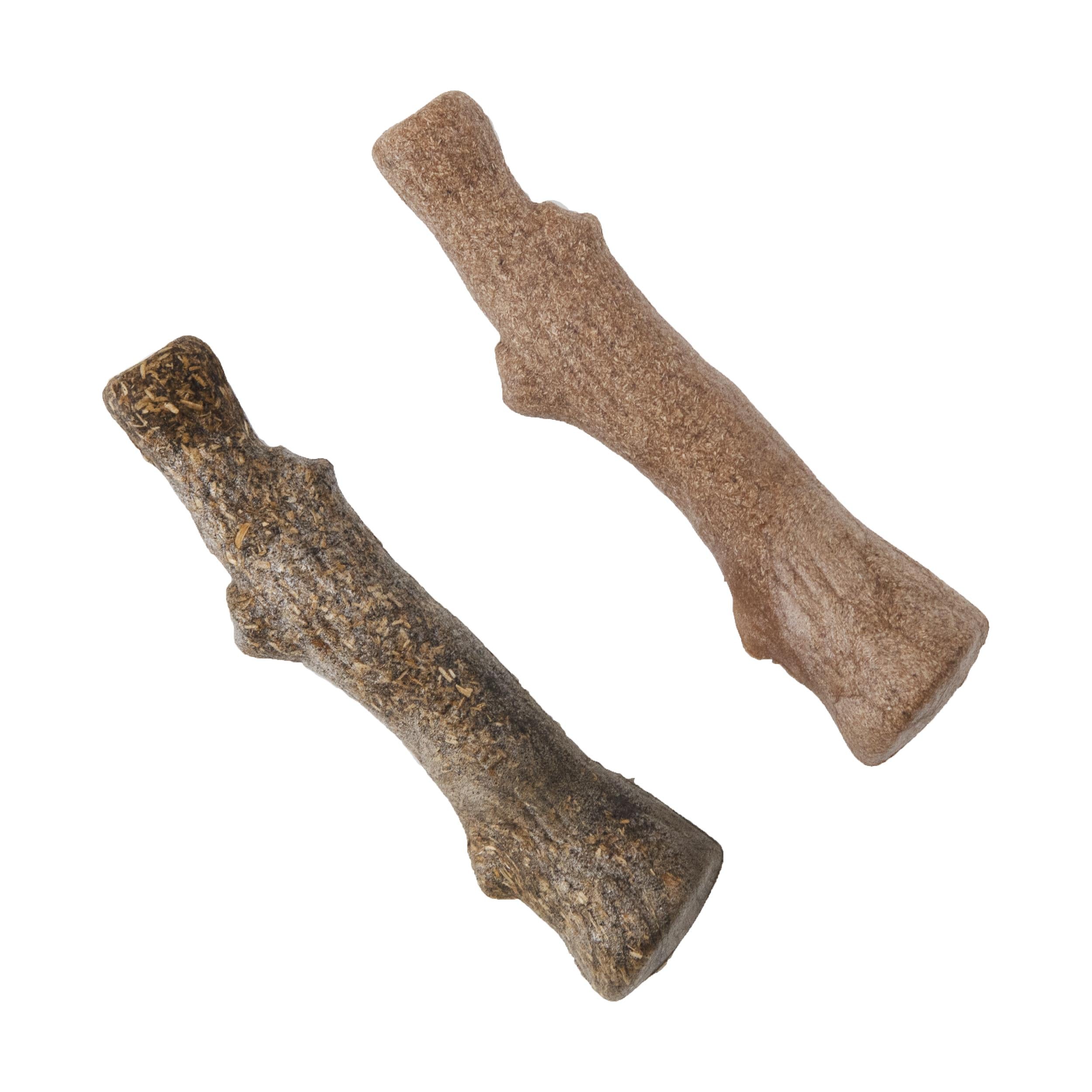 Petstages Dogwood Real Wood Blended BBQ-Flavor Chew Stick Fetch and Floating Dog Toy - 2 Pack - Small  