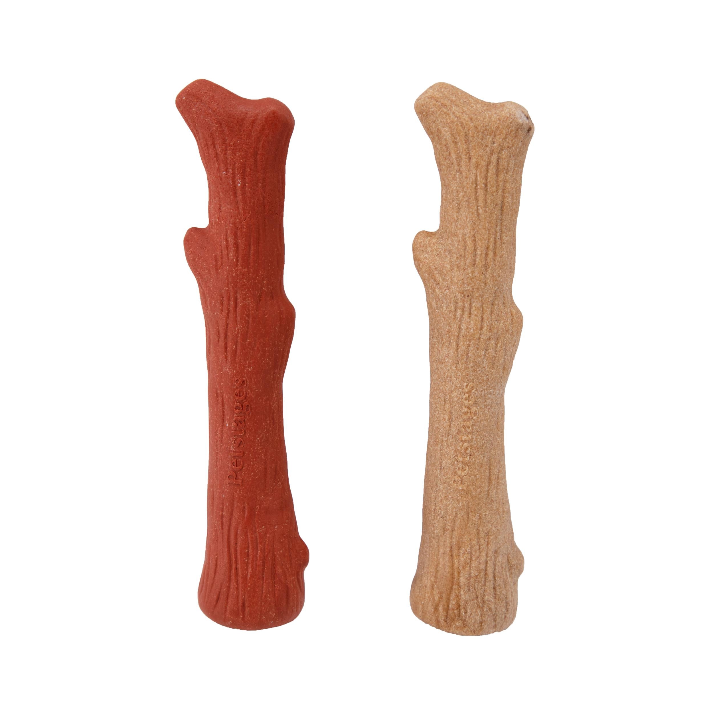 Petstages Dogwood Real Wood Blended BBQ-Flavor Chew Stick Fetch and Floating Dog Toy - 2 Pack - Medium  