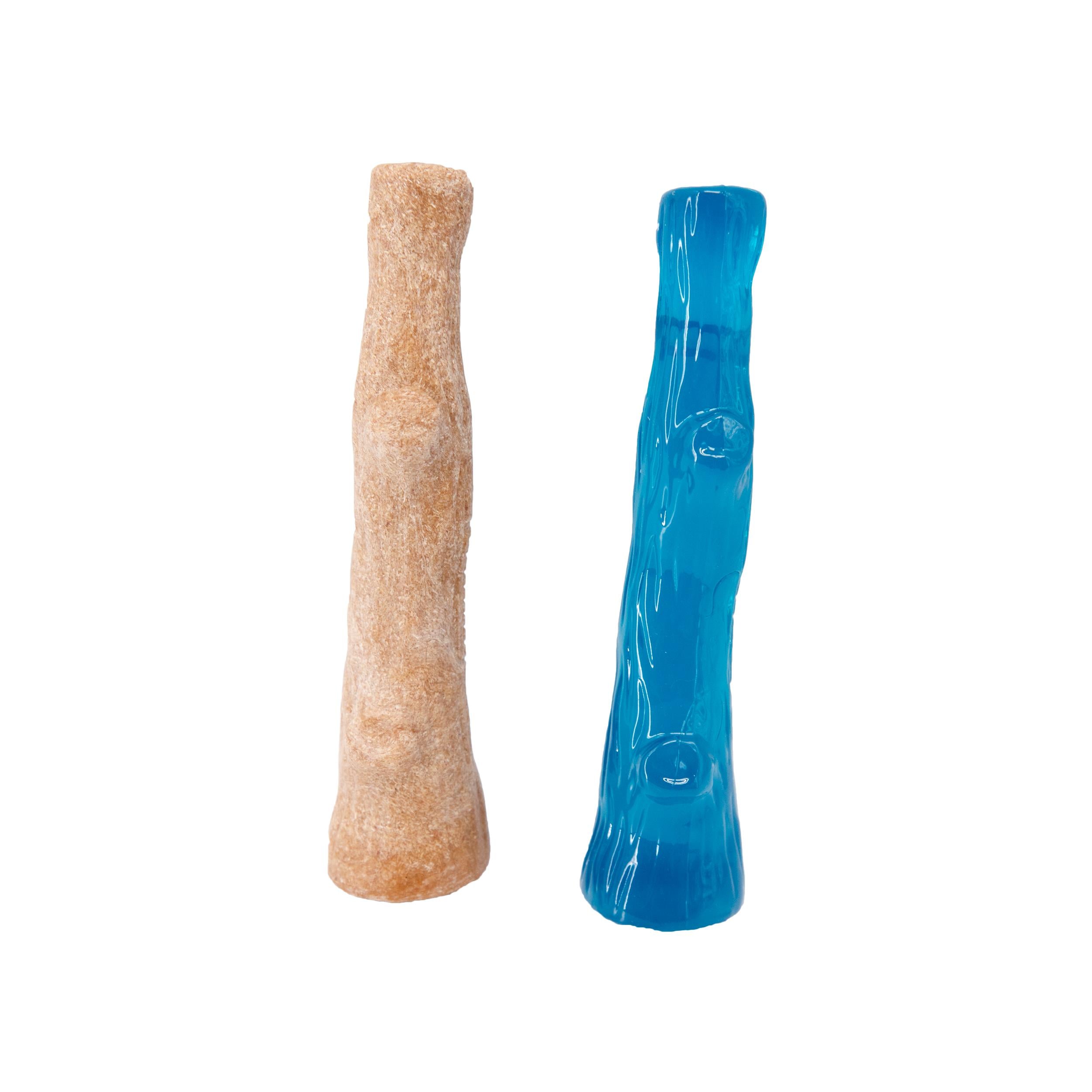 Petstages Dogwood Real Wood and Rubber Chew and Fetch Floating Puppy Dog Toy - 2 Pack  