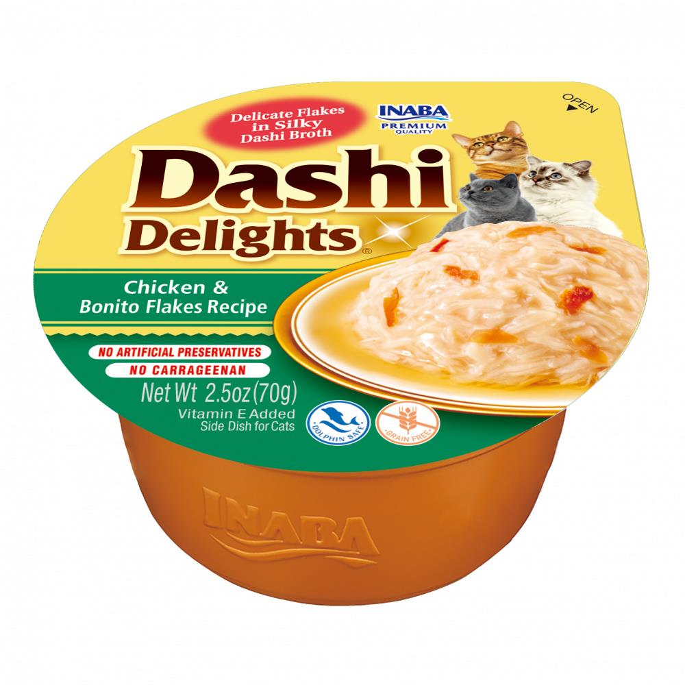 Inaba Dashi Delights Chicken and Bonito Flake Bits in Broth Cat Food Topping - 2.5 Oz - Case of 6  