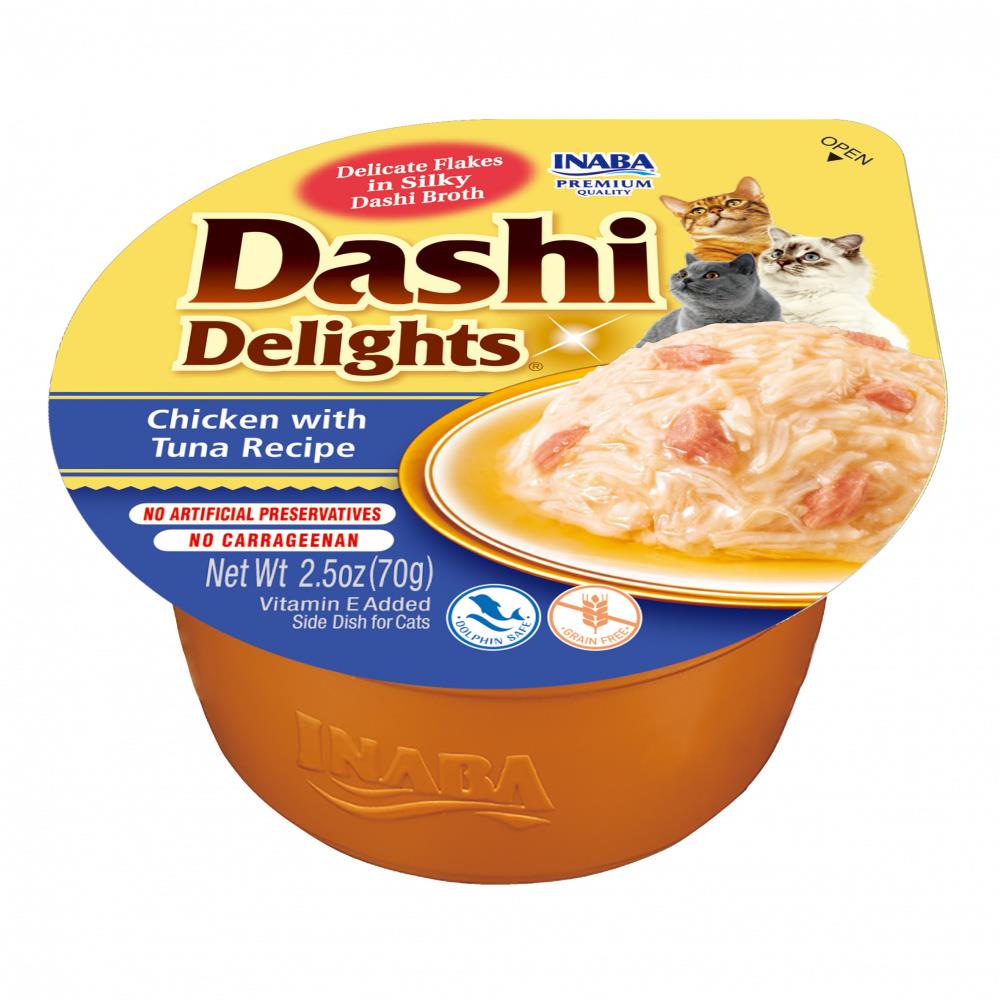 Inaba Dashi Delights Chicken and Tuna Bits in Broth Cat Food Topping - 2.5 Oz - Case of 6  